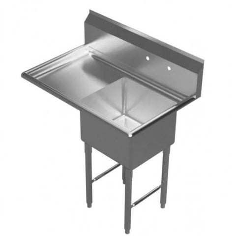 GSW USA SE18181L24 One Compartment Sink with Left Drainboard, 45-1/8"W x 24"D x 45"H