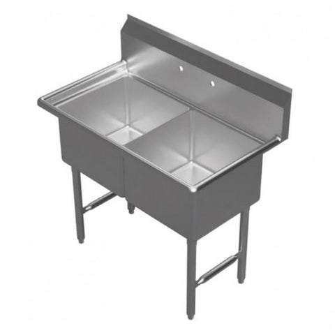 GSW USA SE18182N Two Compartment Sink, No Drain Board, 42-1/4"W x 24"D x 45"H