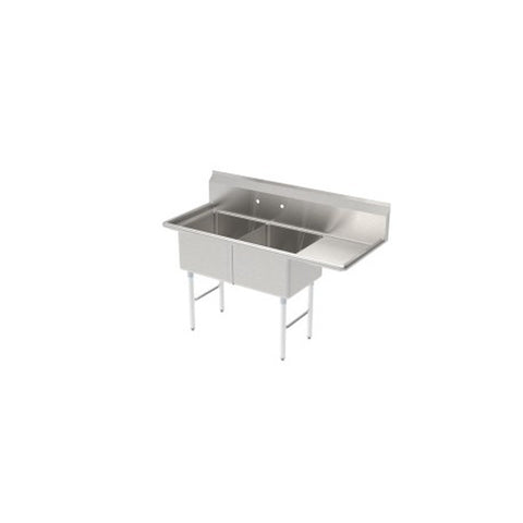 GSW USA SE18182R 2-Compartment Sink with Right Drain Board, 57-1/4"W x 24"D x 45"H
