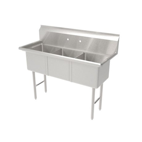 GSW USA SE18183N Three-Compartment Sink, No Drainboard, 60-3/8"W x 24"D x 45"H