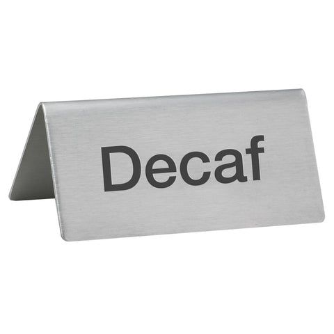 Winco SGN-102 Stainless Steel Decaf Beverage Tent Sign