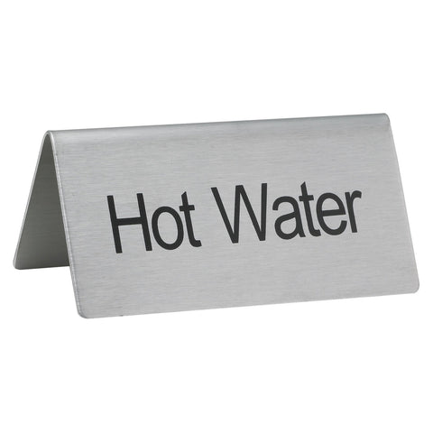 Winco SGN-104 Stainless Steel "Hot Water" Beverage Tent Sign