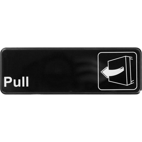 Winco SGN-302 Pull Information Sign with Symbol, 9" x 3\" Black