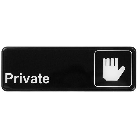 Winco SGN-304 "Private" Information Wall Sign, 9"W x 3"H