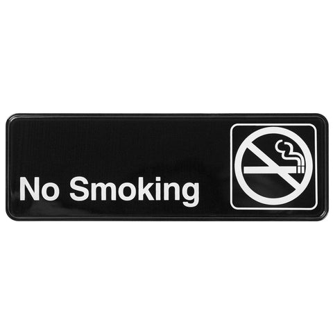 Winco SGN-310 No Smoking Information Sign, 9"W x 3"H, Black
