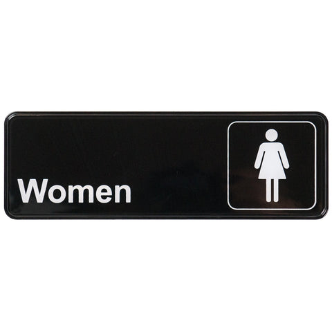 Winco SGN-312 Women's Restroom Information Sign, 9" x 3"