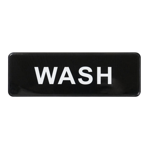 Winco SGN-318 Black Plastic "Wash" Compliance Sign, 9" x 3"