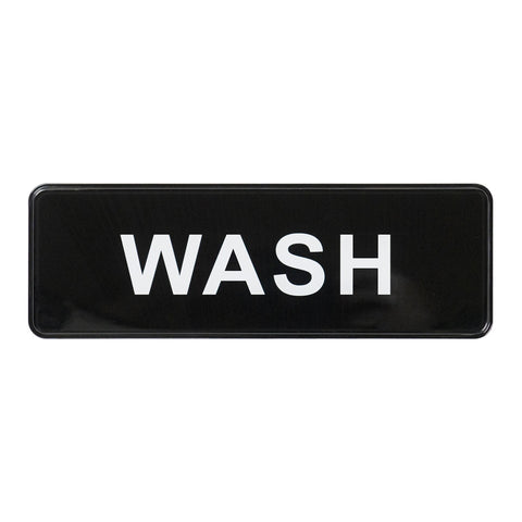Winco SGN-318 Black Plastic "Wash" Compliance Sign, 9" x 3"