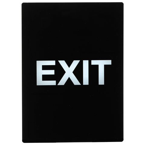 Winco SGN-805 Exit Stanchion Frame Sign - White Print on Black, 8-1/2"W x 11-1/2"H