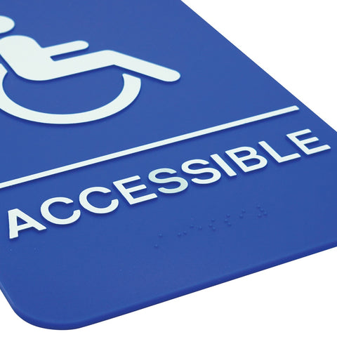 Winco SGNB-653B Handicap Accessible Information Sign with Braille, 6" x 9\" Blue