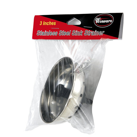 Winco SIK-3 3" Stainless Steel Sink Strainer with 2-1/2" Stopper