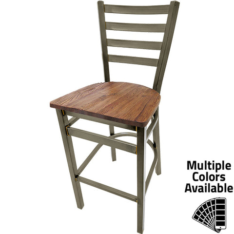 Oak Street Manufacturing SL135C-1-B2 Clear Coat Ladderback Metal Frame Barstool (Brass Welds)