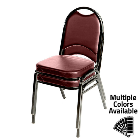 Oak Street Manufacturing SL2089-BLK Banquet Stack Chair, Black Vinyl/Black Frame