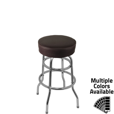Oak Street Manufacturing SL2129 Standard Button Top Barstool with Double Rung Chrome Swivel Frame