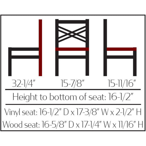 Oak Street Manufacturing SL2130 Crossback Steel Frame Dining Chair