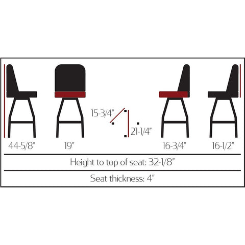Oak Street Manufacturing SL2136 Standard Bucket Barstool with Black Bar Height Swivel Frame