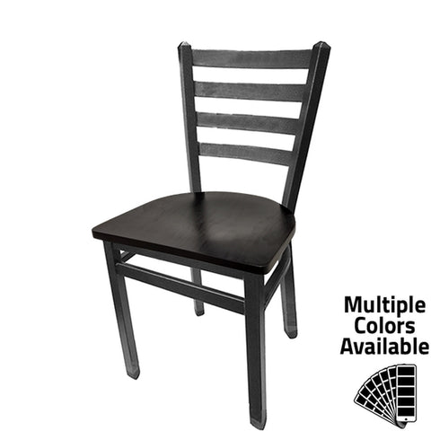 Oak Street Manufacturing SL2160P Premium Ladderback Dining Chair with Black Powder Coat Steel Frame