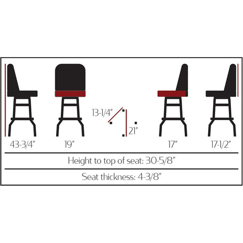 Oak Street Manufacturing SL3134-BLK American Made Bucket Swivel Barstool with Double Rung Chrome Frame
