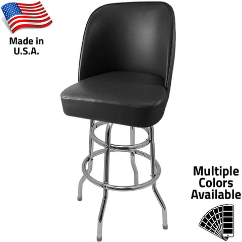 Oak Street Manufacturing SL3134-BLK American Made Bucket Swivel Barstool with Double Rung Chrome Frame
