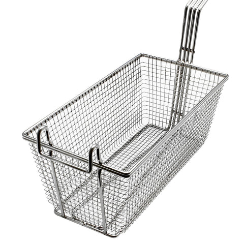 Thunder Group SLFB008 Nickel Plated Wire Fryer Basket with Coated Handle and Front Hook (12 1/8 in x 6 1/2 in x 5 3/8 in)