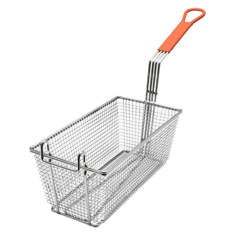 Thunder Group SLFB008 Nickel Plated Wire Fryer Basket with Coated Handle and Front Hook (12 1/8 in x 6 1/2 in x 5 3/8 in)