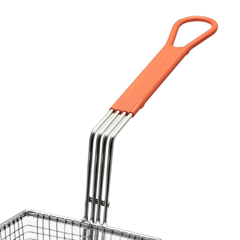 Thunder Group SLFB008 Nickel Plated Wire Fryer Basket with Coated Handle and Front Hook (12 1/8 in x 6 1/2 in x 5 3/8 in)