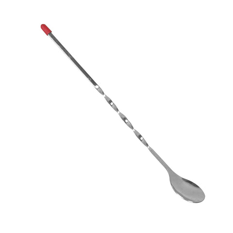 Thunder Group SLKBS011 11-Inch Stainless Steel Bar Spoon with Twisted Shank and Red Knob