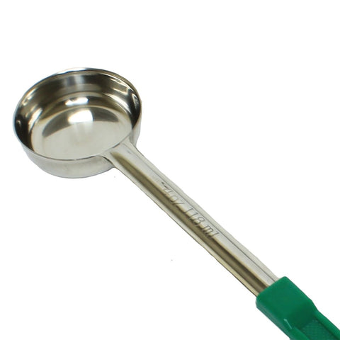 Thunder Group SLLD004A 4 oz Solid Portion Spoon with Green Handle