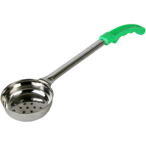 Thunder Group SLLD104PA 4 oz Perforated Portion Control Spoon with Green Handle