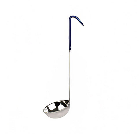 Thunder Group SLOL207 8 oz Stainless Steel Serving Ladle with Blue Vinyl Handle