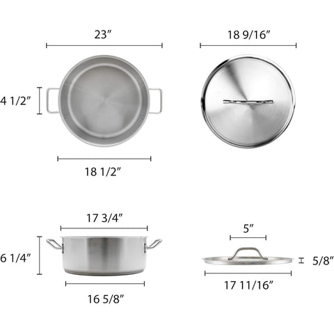 Thunder Group SLSBP025 25-Quart Stainless Steel Brazier with Cover