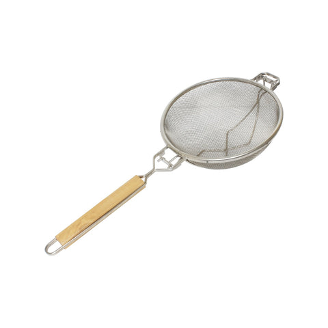 Thunder Group SLSTN3310R 10-1/2" Reinforced Double Fine Mesh Strainer with Wooden Handle