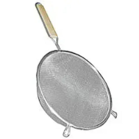 Thunder Group SLSTN3310 10" Tin Single Mesh Strainer with Wooden Handle