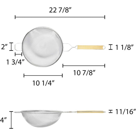 Thunder Group SLSTN5110 10" Single Fine Mesh Strainer with Wooden Handle