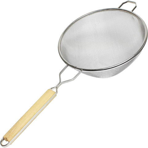 Thunder Group SLSTN5110 10" Single Fine Mesh Strainer with Wooden Handle