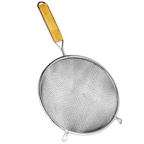 Thunder Group SLSTN5206 6" Double Fine Mesh Strainer with Wooden Handle