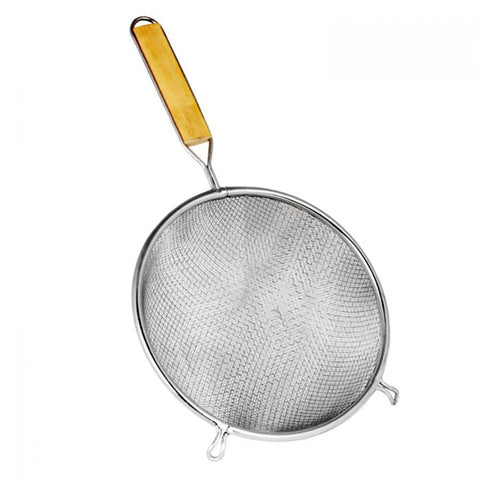 Thunder Group SLSTN5208 8" Double Fine Mesh Strainer with Wooden Handle, Stainless Steel