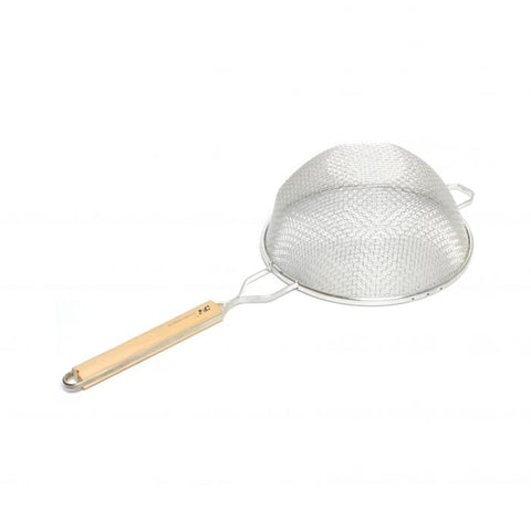 Thunder Group SLSTN5210 10-Inch Double Fine Mesh Strainer with Wooden Handle, Stainless Steel