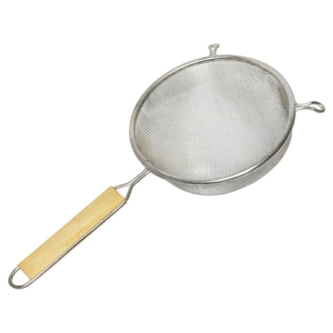 Thunder Group SLSTN5308 8" Single Medium Mesh Strainer with Wooden Handle, Stainless Steel