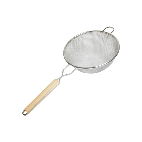 Thunder Group SLSTN5410 10" Double Medium Mesh Strainer with Wooden Handle