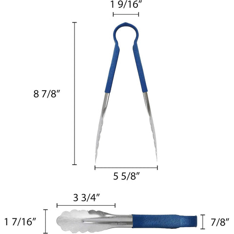 Thunder Group SLTG810B 10-Inch Stainless Steel Utility Tongs with Blue Non-Slip Handle