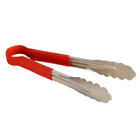 Thunder Group SLTG810R 10" Stainless Steel Utility Tongs, Red