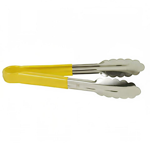 Thunder Group SLTG812Y 12" Stainless Steel Utility Tongs with Yellow Non-Slip Handle