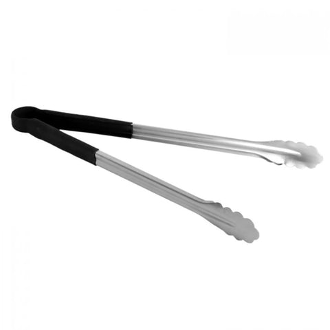Thunder Group SLTG816K 16" Stainless Steel Utility Tongs with Black Non-Slip Handle