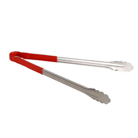 Thunder Group SLTG816R 16" Stainless Steel Utility Tongs, Red