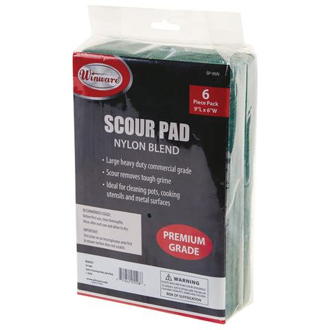 Winco SP-96N Nylon Scouring Pad, Green, 9.38 x 6 in