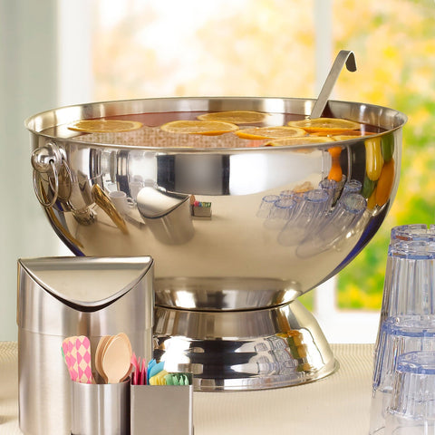 Winco SPB-35 3-1/2 Gallon Stainless Steel Punch Bowl with Ring Handles