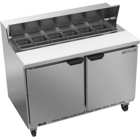 Beverage-Air SPE48HC-12 48" Two-Door Refrigerated Sandwich Prep Table with Standard Top