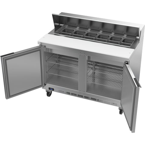 Beverage-Air SPE48HC-12 48" Two-Door Refrigerated Sandwich Prep Table with Standard Top