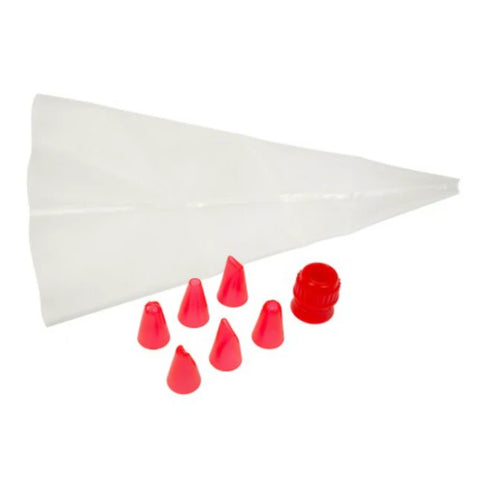 Fat Daddio's SPSET-008 8-Piece Cake Decorating Set with Silicone Bag, 6 Tips and Coupler